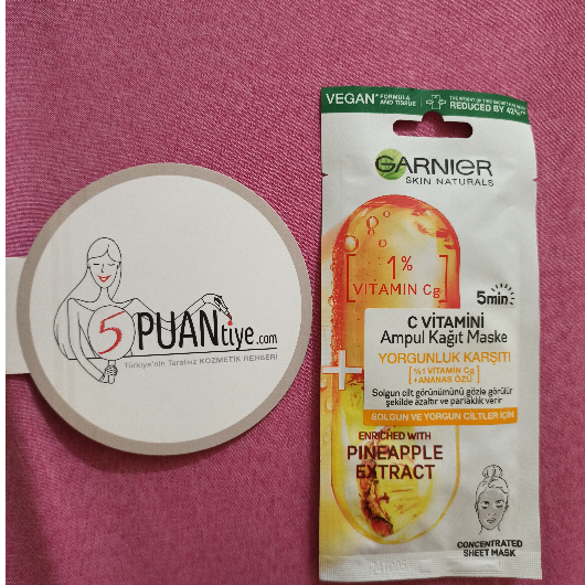 Maske-Garnier Skin Naturals-C Vitamini Yorgunluk Karşıtı Ampul Kağıt Yüz Maskesi-mypuddin1492-yorum-Puan-5puantiye